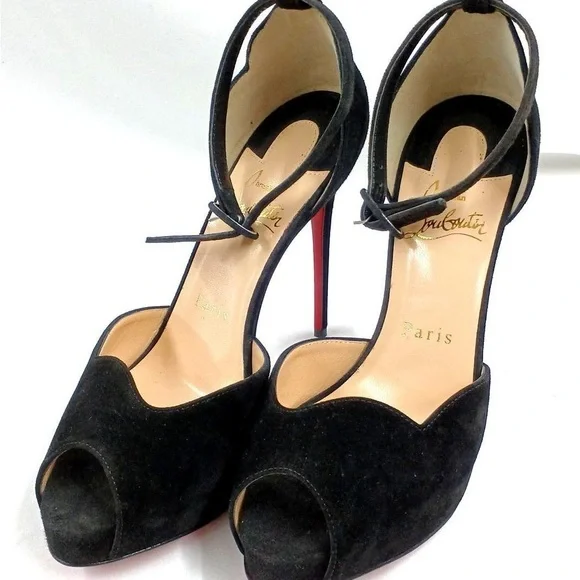 Christian Louboutin Aketata 120 Black Suede Platform Sandal - Picture 2 of 14